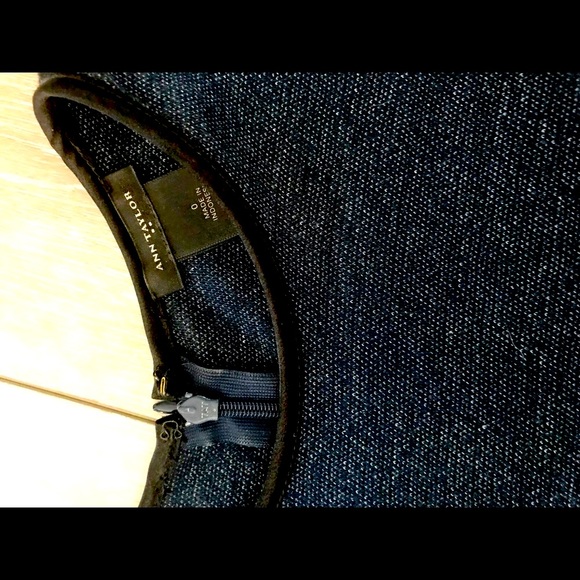 NWOT Beautiful soft navy dress, Ann Taylor size 0. Nice upper trim. - Picture 3 of 5